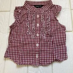 COMME CA ISM キッズ ブラウス 90cm 赤チェック フリル