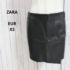 ザラ☆小さいサイズ　フェイクレザー　キュロットパンツ　サイドジップ　黒　XS〜S
