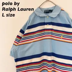 90s ポロバイラルフローレン　半袖ポロシャツ　ラガー　ボーダー　カラーポニー