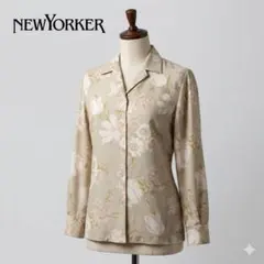NEWYORKER ニューヨーカー 花柄 長袖シャツ ブラウス ベージュ 9Rのサムネイル