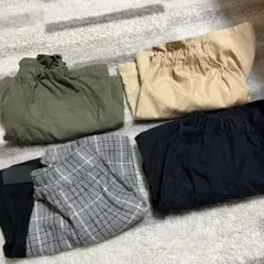 半ズボン4点セット（オリーブ・ベージュ・黒・チェック）　女の子　130