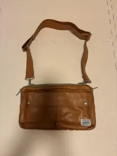 PORTER ブラウンレザーショルダーバッグ