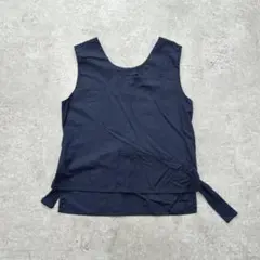 k1604 ユアーズ ノースリーブトップス ベスト 麻綿混 ベルト 重ね着