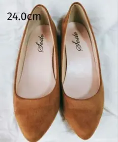 【美品】SESTO プレーンパンプス スエード調 茶 24cm エレガント