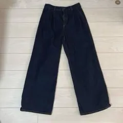 GU デニムタックトラウザー ネイビー レディース Mサイズ