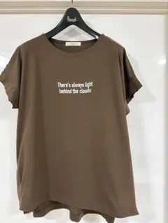 Samansa Mos2 半袖Tシャツ ブラウン 茶色 ロゴ刺繍