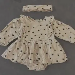 ハート柄ロンパース　ネイビー　ベビー服　70.80