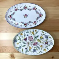 Minton Haddon Hall 楕円形皿 花柄オーバルプレート 2枚セット