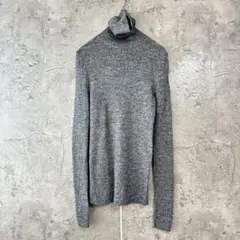 ユニクロ　美品　ウール　タートルネック　リブ ニット　セーター　グレー　毛100