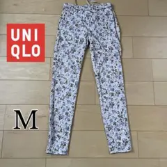 UNIQLO M 総柄レギンスパンツ　花柄　コットン　リングコーデ　パープル