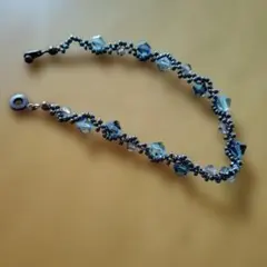 青とグレーのクリスタルビーズブレスレット
