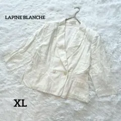 ラピーヌブランシュ 大きいサイズ テーラードジャケット 麻100% 白 3XL