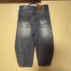 9090 キングロゴ　バギーデニムパンツ