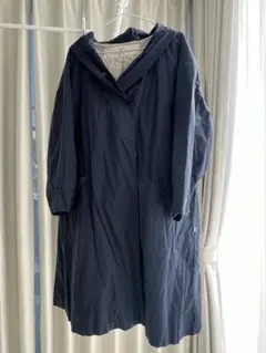 ドラッグストアーズ　フーアイ　ネイビー フード付き ロングコート