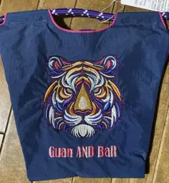 刺繍　ショルダー バッグ　ネイビー　虎