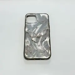 韓国 iPhoneケース 14 蝶々 バタフライ シルバー