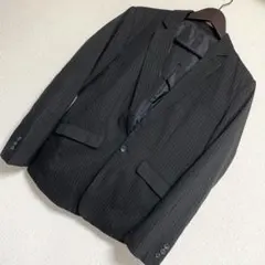 BENO ビーノ　テーラードジャケット　ストライプ　シングルボタンスーツ　黒　M