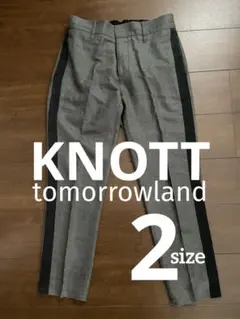 KNOTT トゥモローランド ラインスラックス グレイ ウール M 美品のサムネイル