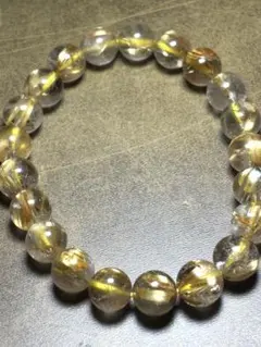 ゴールドタイチンルチルブレスレット9.2㎜（新品未使用）極上　高品質　金運最強