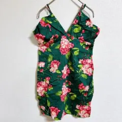 FOREVER 21 フラワープリント キャミワンピース M 花柄 グリーン