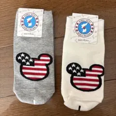 ミッキーマウス アメリカ国旗 靴下 2足セット
