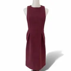 センスオブプレイス　膝丈ワンピース　秋冬ワンピ　ワインレッド　フリーサイズ
