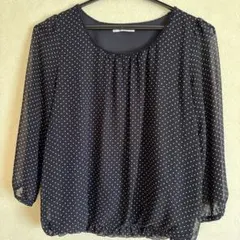 NATURAL BEAUTY BASIC ネイビードットブラウス S