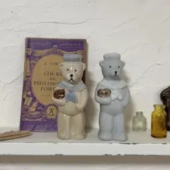 【80年代】クマのソルト＆ペッパー 陶器製 調味料入れ ファンシー雑貨