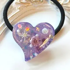 ✾ヘアゴム✾ レジン ハンドメイド ドライフラワー 水色 - メルカリ