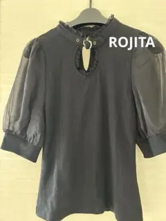 ROJITA 黒 パフスリーブ 五分袖 カットソー【USED品】