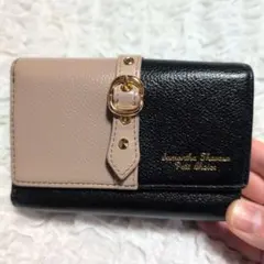 サマンサタバサ　三つ折り財布　バイカラー　バレンタインカラー　ピンクベージュ