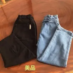 シーズンリーズン　黒のカジュアルボトムス　デニム　110㎝　２枚組　女児