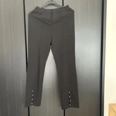 ダークグレー サイドボタン カジュアルパンツ