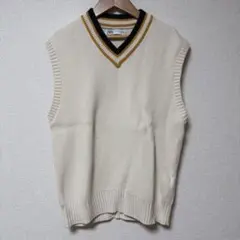 ZARA Vネックニットベスト S-M クリーム色