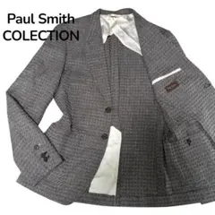 美品☆ポールスミスコレクション　テーラードジャケット　グレー　変形　総柄　絹　L