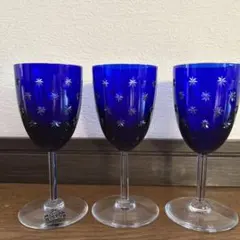 手吹きガラス リキュールグラス 3客 コバルトブルー 冷酒杯 ベネチア