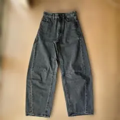 GUバレルレッグジーンズデニムダークグレイXS ユニクロZARAアズール