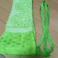 帯揚げ 帯留めセット 黄緑色 振り袖等