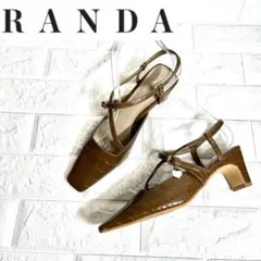 【美品】RANDA クロコ型押し ストラップパンプス スクエアトゥ