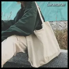 送料無料 キャンパス トートバック 肩掛けレディース ホワイト 男女兼用 大容量