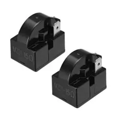 冷蔵庫 スターターリレー 15 Ohm 1 ピン ブラック 2個入り