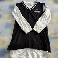 しまむら　重ね着風Vネック長袖チュニックカットソー　150