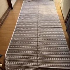 ブラウン系幾何学模様コットン生地　110㌢×270㌢くらい