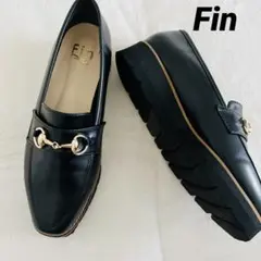 【美品】Fin フィラ　厚底ビットローファー 黒 レディース 革靴