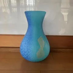 青緑グラデーション ガラス フラワーベース 花瓶 花器 アンティーク