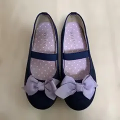 any FAM ネイビー リボン付きバレエシューズ　21㎝