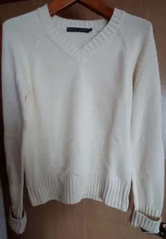 Ralph Lauren クリーム色 Vネックニット