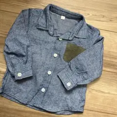 【美品】デニム長袖シャツ 胸ポケット付き サイズ90