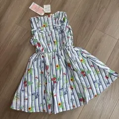 ANGEL LOVE ❤️ワンピース 花柄 ストライプ 110 新品　991