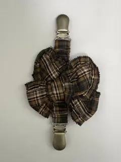 ピンクハウス たくしあげクリップ リボン チェック ブラウン